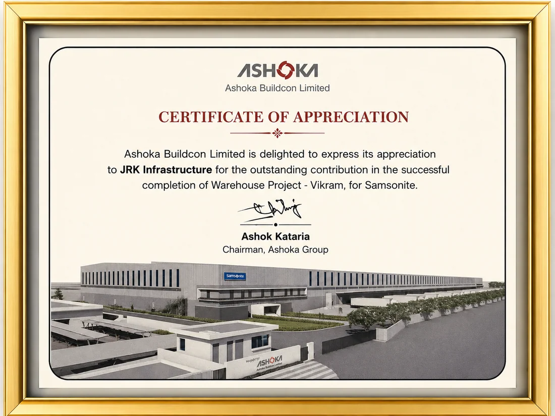 Certificate of Appreciation — Ashoka Buildcon Ltd.